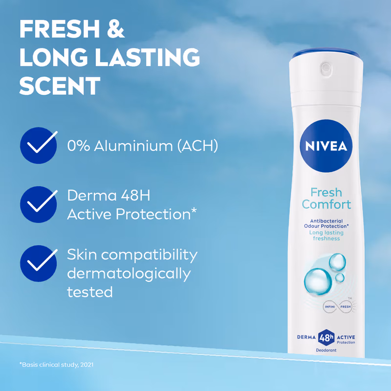 Nivea - Fresh Comfort - Deodorant, - Long Lasting Freshness & 48h Protection