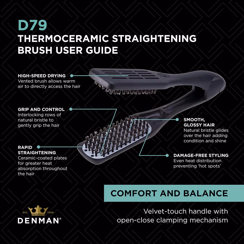 Denman - D-79 - Thermo Straightening Brush (Boar Bristles)