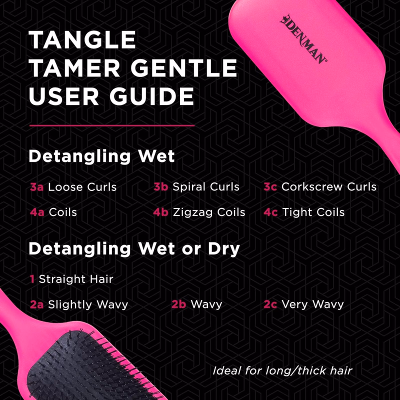 Denman - D090L - Pink - Tangle Tamer Brush