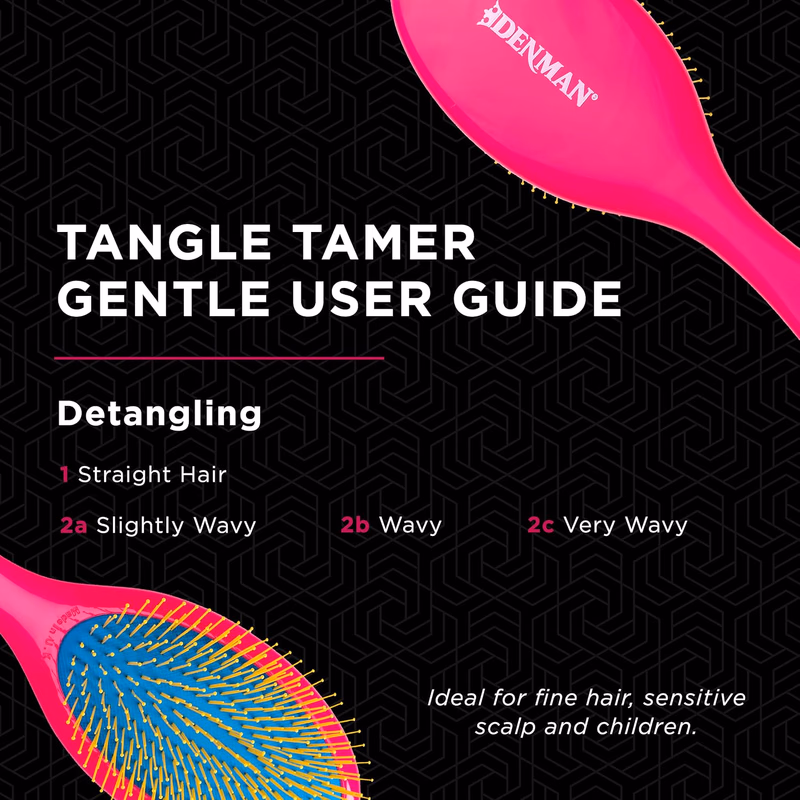 Denman - D-93 - Tangle Tamer Gentle - Detangling Brush - Pink/Blue/Yellow