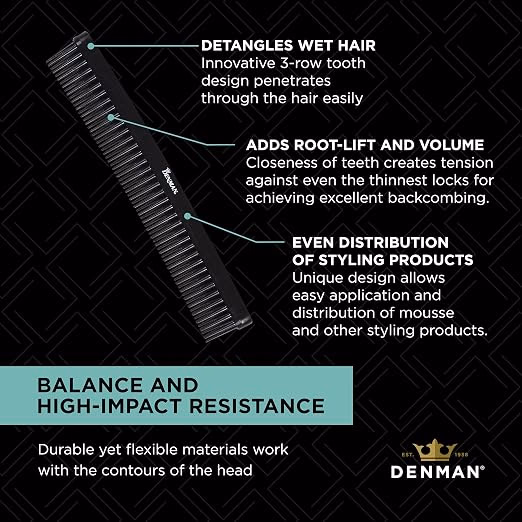 Denman - Tame 'n' Tease - Multifunction Comb Black