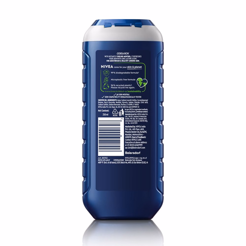 Nivea Men - Cool Kick - Shower Gel - Face, Body & Hair
