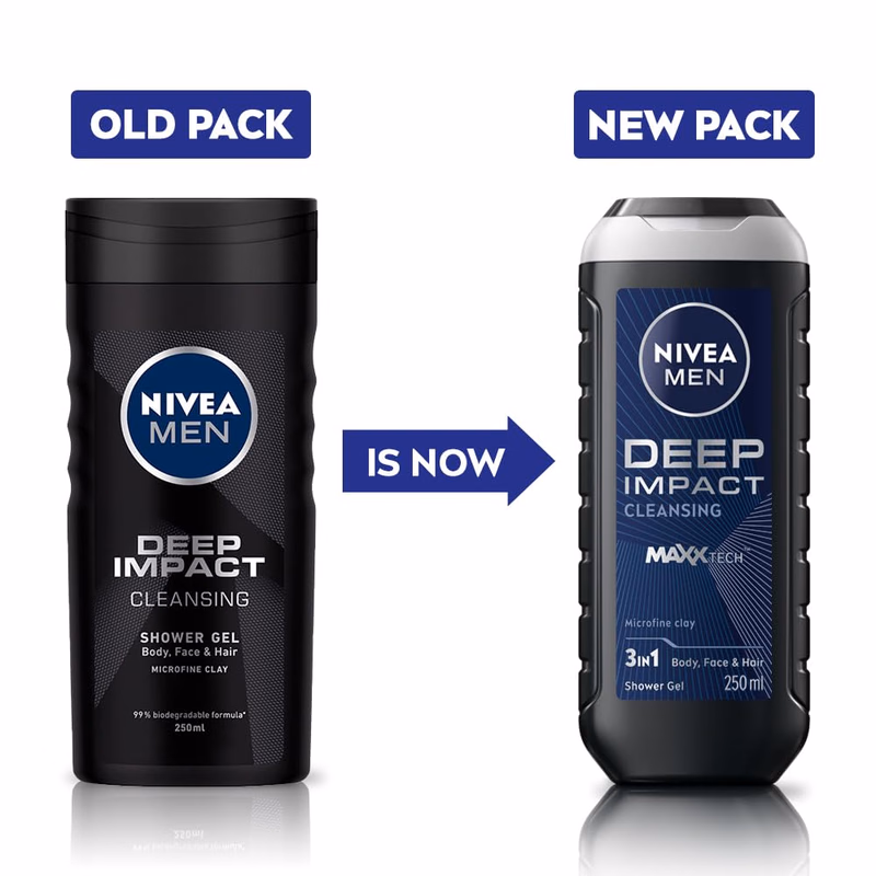 Nivea Men - Deep Impact - Shower Gel - Face, Body & Hair