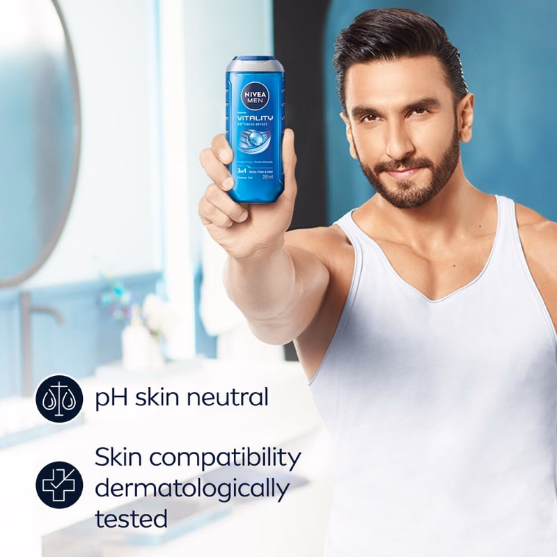 Nivea Men - Vitality Fresh - Shower Gel - Face, Body & Hair