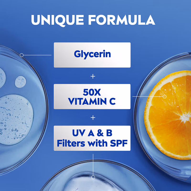 Nivea - Natural Glow - Cell Repair - 50X Vit C Sunscreen-Body Lotion Reduces Tan, Brightens -Uva & Uvb
