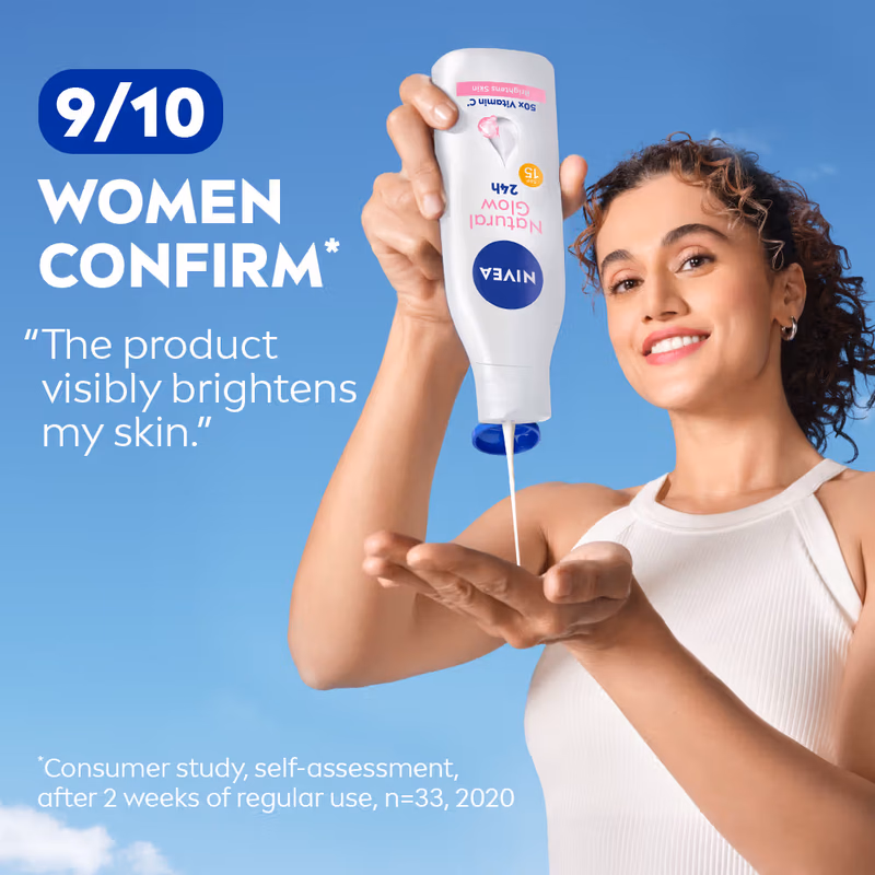 Nivea - Natural Glow - Cell Repair - 50X Vit C Sunscreen-Body Lotion Reduces Tan, Brightens -Uva & Uvb