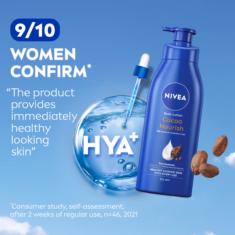 Nivea - Cocoa Nourish - Oil In Lotion-With Pure Hyaluron - For 72H Moisturization
