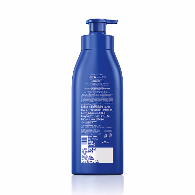Nivea - Cocoa Nourish - Oil In Lotion-With Pure Hyaluron - For 72H Moisturization