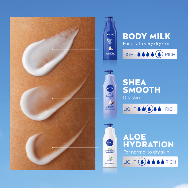 Nivea - Shea Smooth - Body Milk - 5 in 1 Complete Care - 48H Moisturised Skin (Dry Skin)