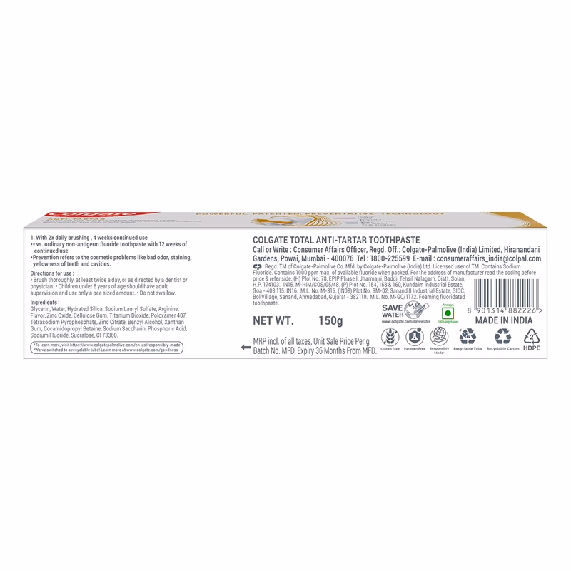 Colgate - Total - Anti-Tartar - Anti-Germ Tooth Paste - Toothpaste
