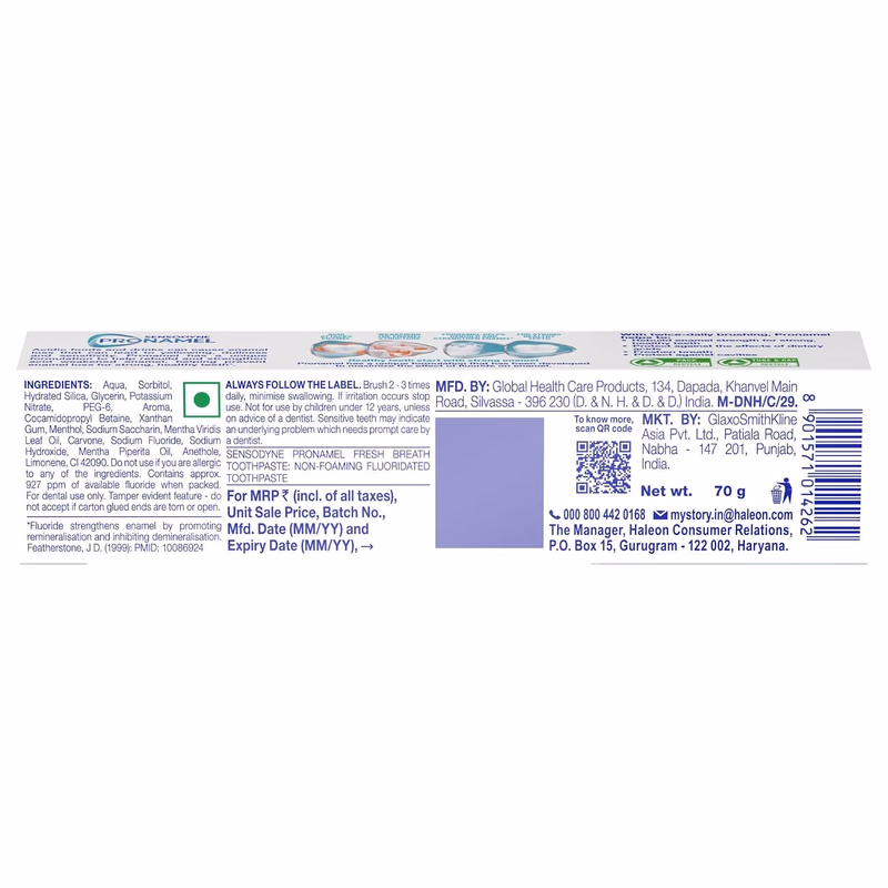 Sensodyne - Fresh Breath - Pronamel Enamel Protection - Toothpaste