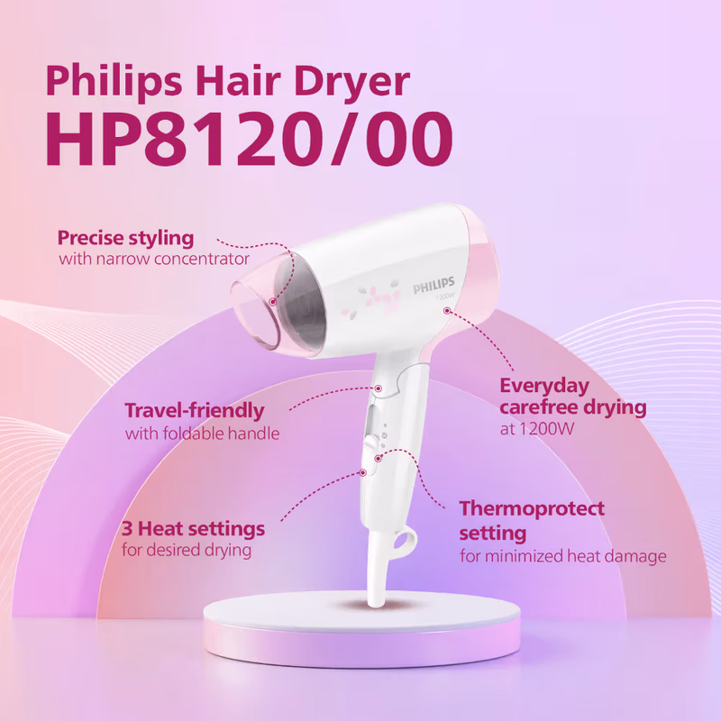 Philips - Foldable - Hair Dryer - 3 Heat Settings with Cool Shot