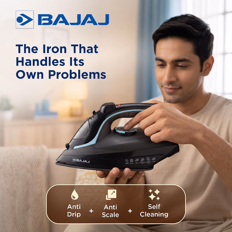 Bajaj - Steam Iron - Aluminium Soleplate Iron | 2000 Watts