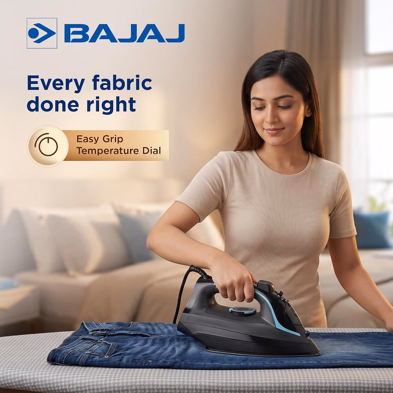 Bajaj - Steam Iron - Aluminium Soleplate Iron | 2000 Watts