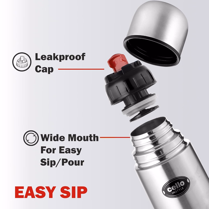 Cello - Flipstyle - Stainless Steel - Hot and Cold - Water Bottle