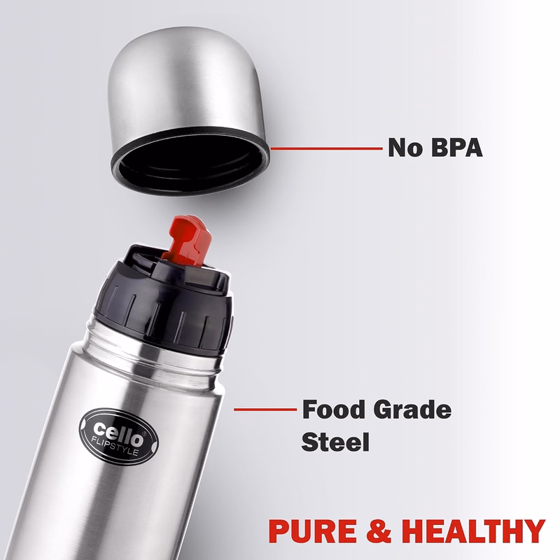 Cello - Flipstyle - Stainless Steel - Hot and Cold - Water Bottle