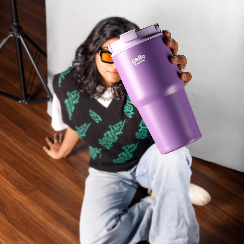 Cello - Quench Go - Insulated Stainless Steel - Sipper Tumbler with Straw