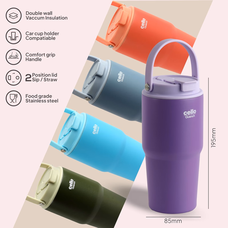 Cello - Quench Go - Insulated Stainless Steel - Sipper Tumbler with Straw