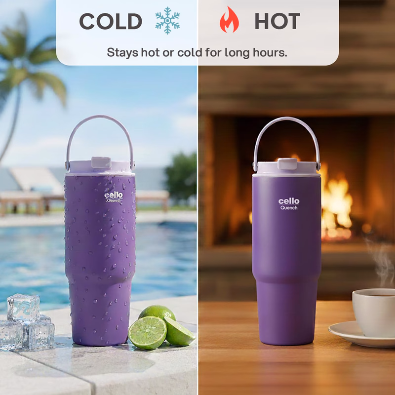 Cello - Quench Go - Insulated Stainless Steel - Sipper Tumbler with Straw
