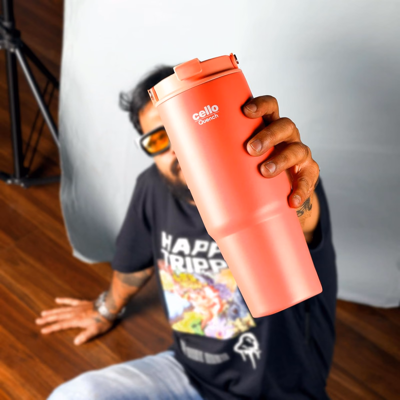 Cello - Quench Go - Insulated Stainless Steel - Sipper Tumbler with Straw
