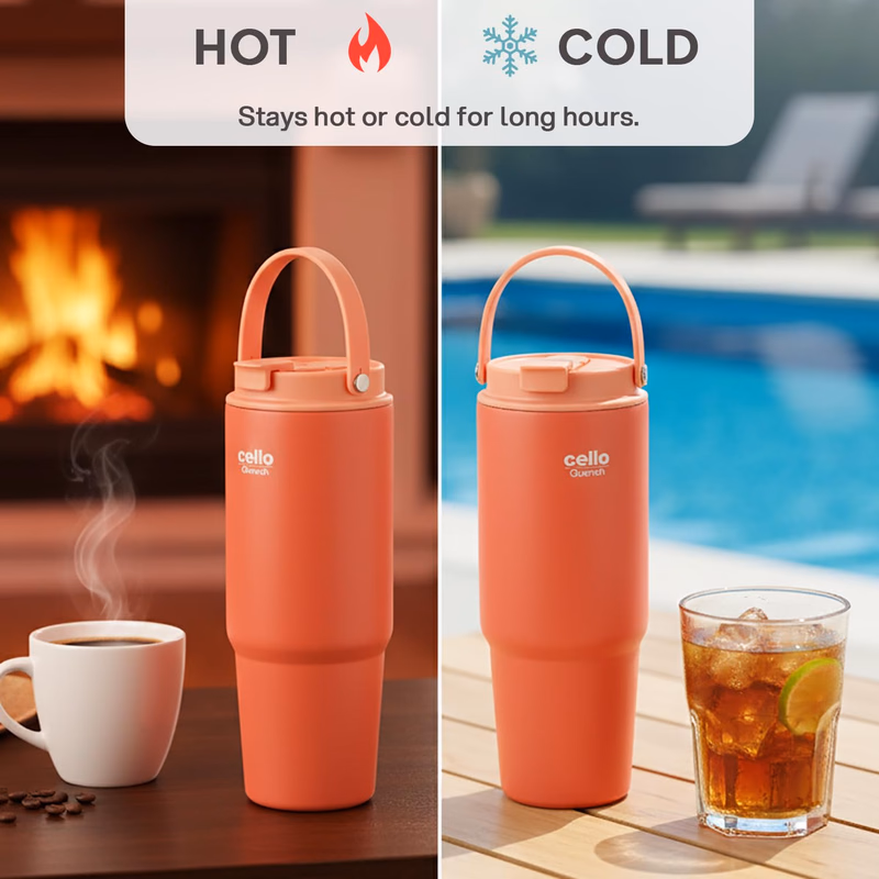 Cello - Quench Go - Insulated Stainless Steel - Sipper Tumbler with Straw