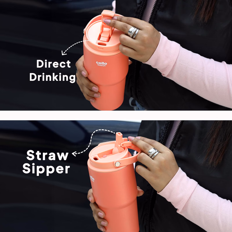 Cello - Quench Go - Insulated Stainless Steel - Sipper Tumbler with Straw