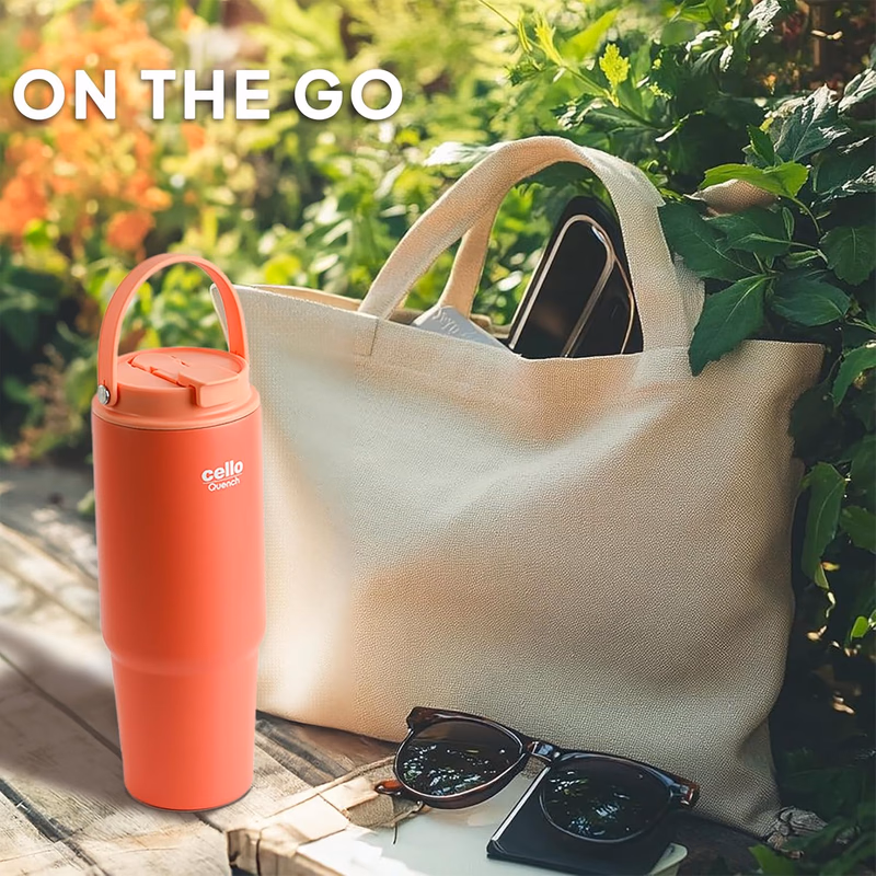 Cello - Quench Go - Insulated Stainless Steel - Sipper Tumbler with Straw