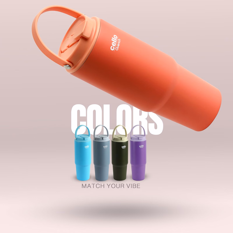Cello - Quench Go - Insulated Stainless Steel - Sipper Tumbler with Straw
