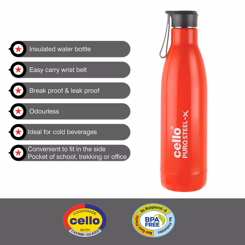 Cello - Puro Steel-X Rover 600 - Insulated-Water Bottle