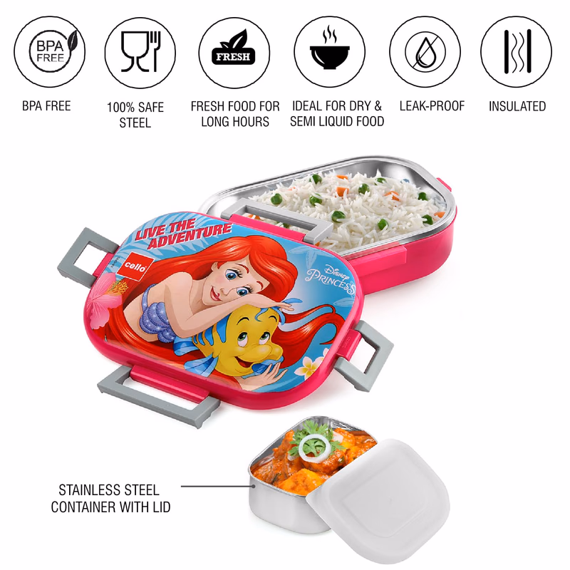 Cello - Feast Deluxe Princess - Design Insulated-Lunch Box - Pink