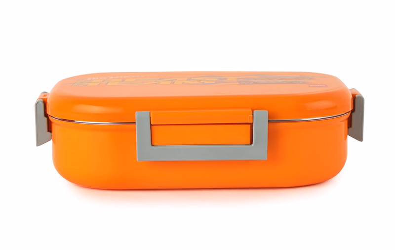 Cello - Feast Deluxe - Hot Wheel - Insulated - Kids Lunch Box with Steel Inner (Orange)