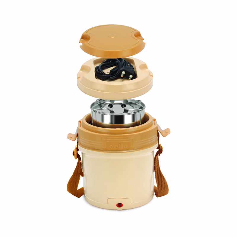 Cello - Newton 3 Tier - Compartment - Stainless Steel - Electric Lunch Box