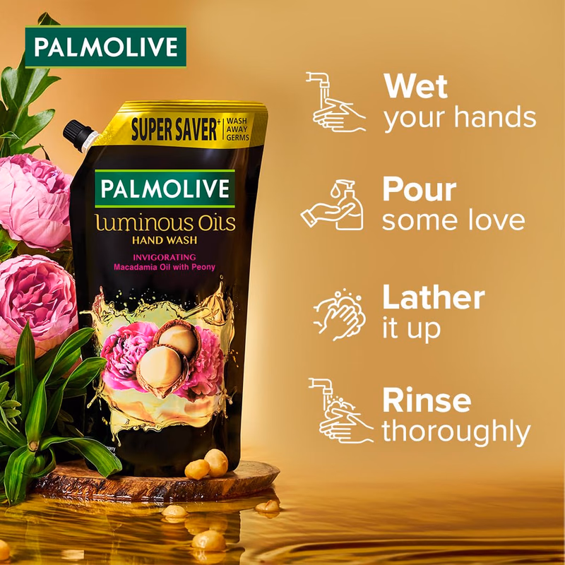 Palmolive - Macadamia Oil and Peony - Luminous Oils - Invigorating Liquid - Hand Wash