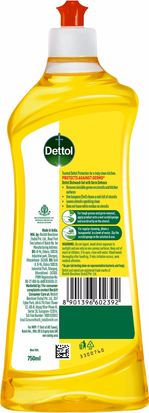 Dettol - Lemon Fresh - Dishwash liquid and Kitchen Gel