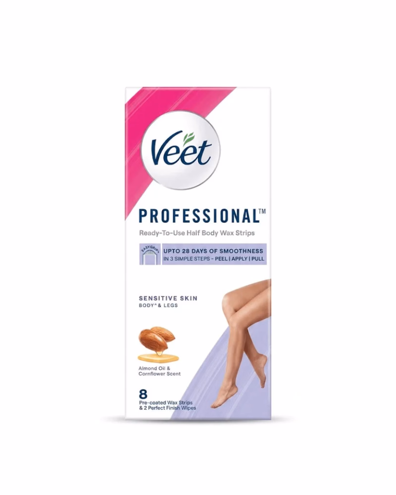 Veet - Almond Oil & Cornflower Scent-Sensitive Skin - Professional Instant Wax Strips Kit