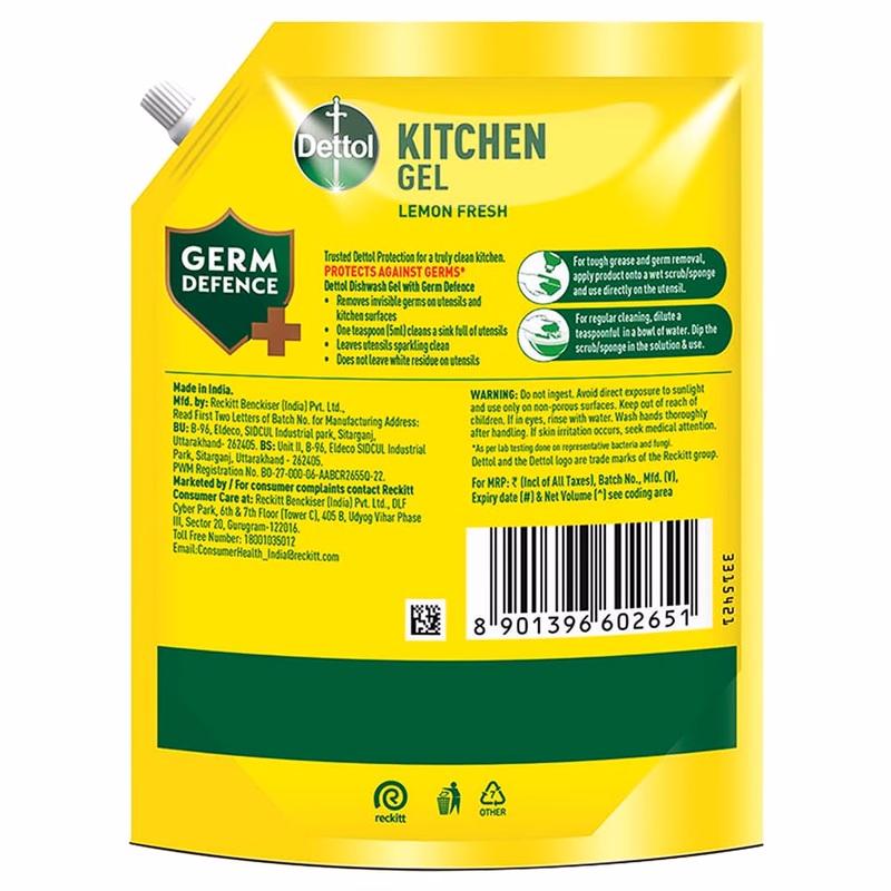 Dettol - Lemon Fresh - Dishwash liquid and Kitchen Gel