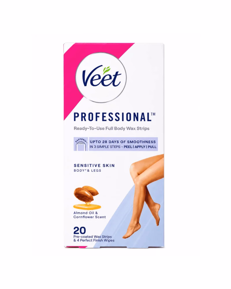 Veet - Almond Oil & Cornflower Scent-Sensitive Skin - Professional Instant Wax Strips Kit