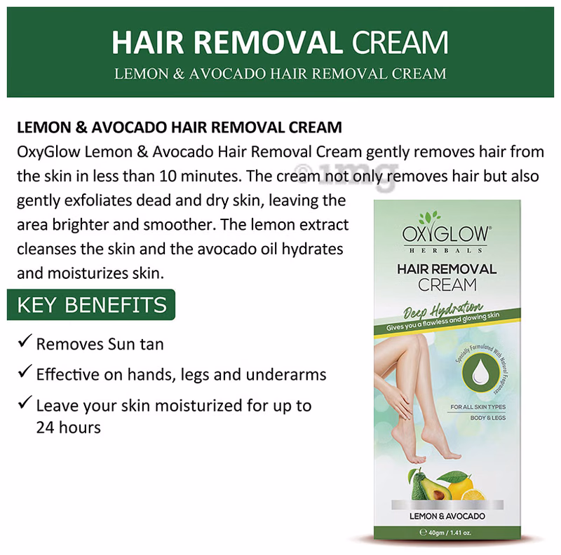 Oxyglow Herbals - Lemon & Avocado - Hair Removal Cream