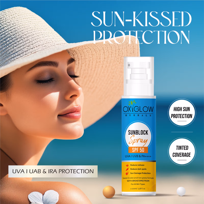 Oxyglow Herbals - Sunblock Spray - SPF 50 PA++++ UVA UVB
