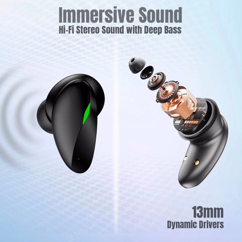 PTron - Black - Basspods 881 - TWS Earbuds