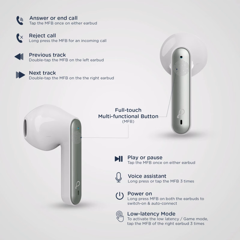 Pebble - White - Duet Pro - Bluetooth Headset