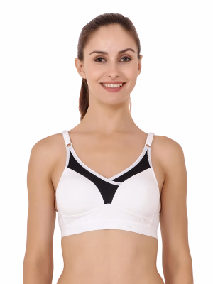 Floret - White - Sports Bra Heavily Padded & Full Coverage - T3001