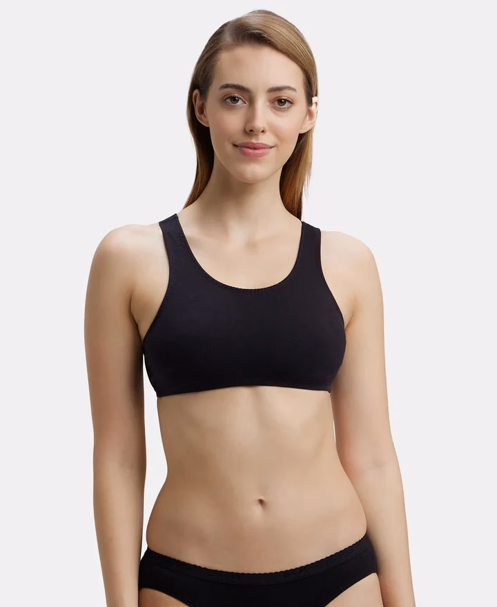 Jockey - Black - Crop Top - Simple Comfort - 1582-Stretch